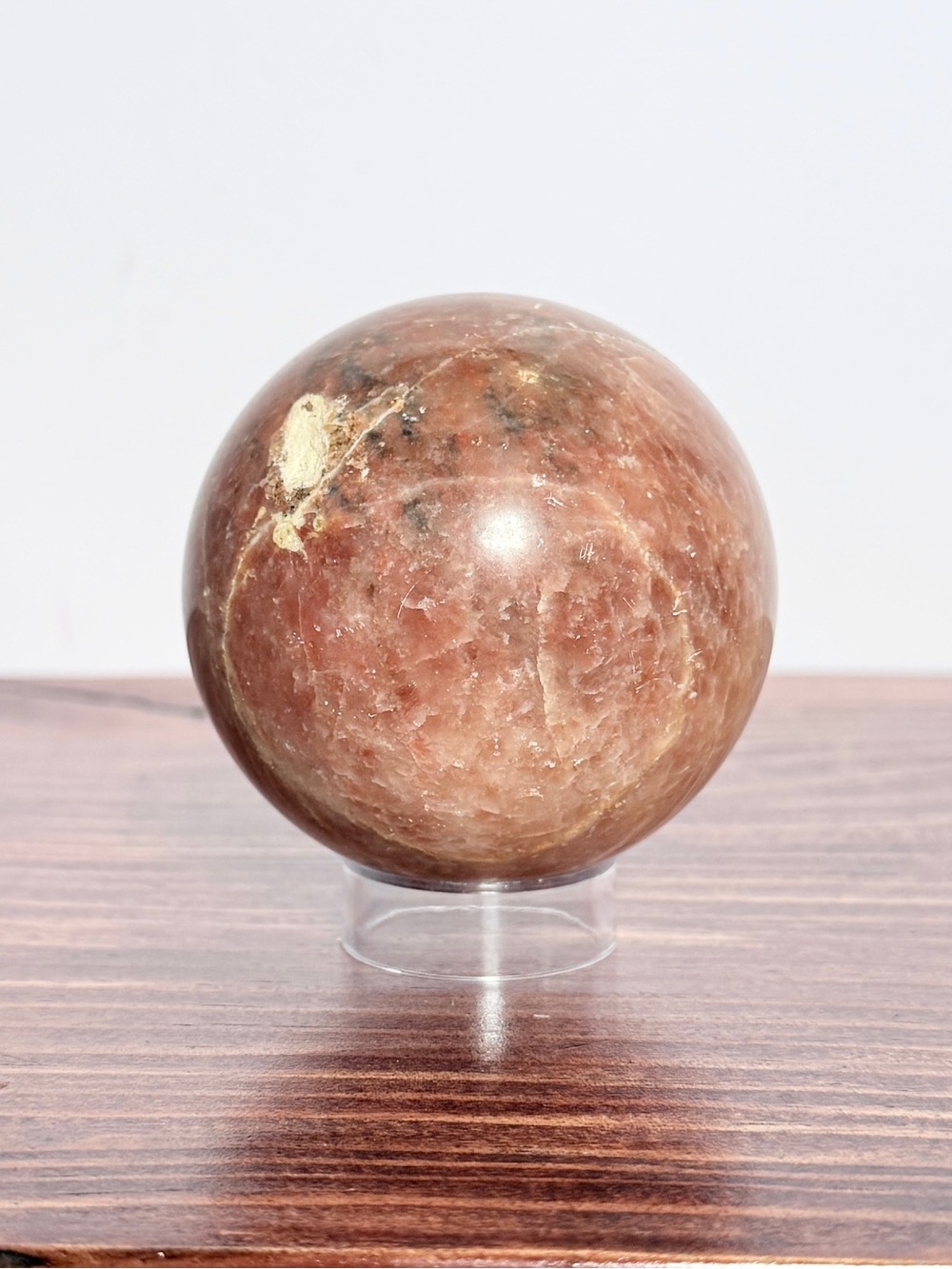 Sunstone in Feldspar Sphere – Natural Vug Inclusion – 67mm